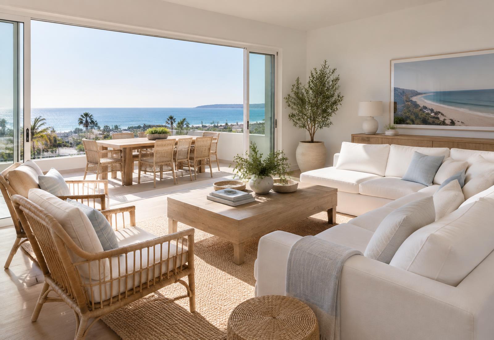 Guest-ready San Diego vacation rental living room after an Airbnb turnover cleaning